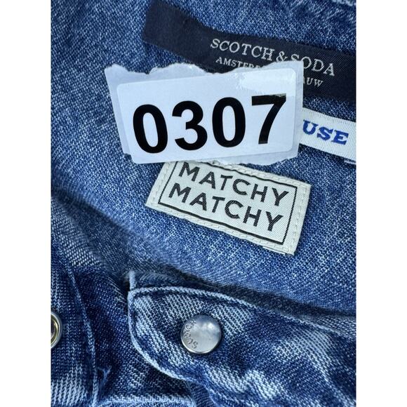 Scotch and Soda Amsterdams Blauw Matchy Matchy denim SS button down size Medium - Picture 15 of 15